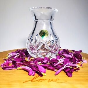 WATERFORD CRYSTAL Vintage Lismore Diamond Cut Vase Candle Holder Hurricane EUC